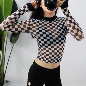 Mesh Checkered Long sleeve